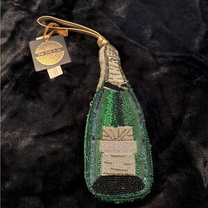 Beaded Green Champagne Bottle Wristlet
